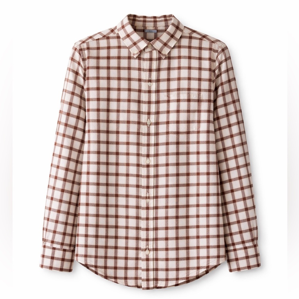 Boys Size 6 Janie and Jack Brown Plaid Button Down Shirt Long Sleeve Cotton